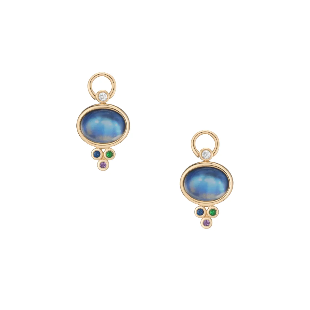 trio earrings, moonstone   cool mix