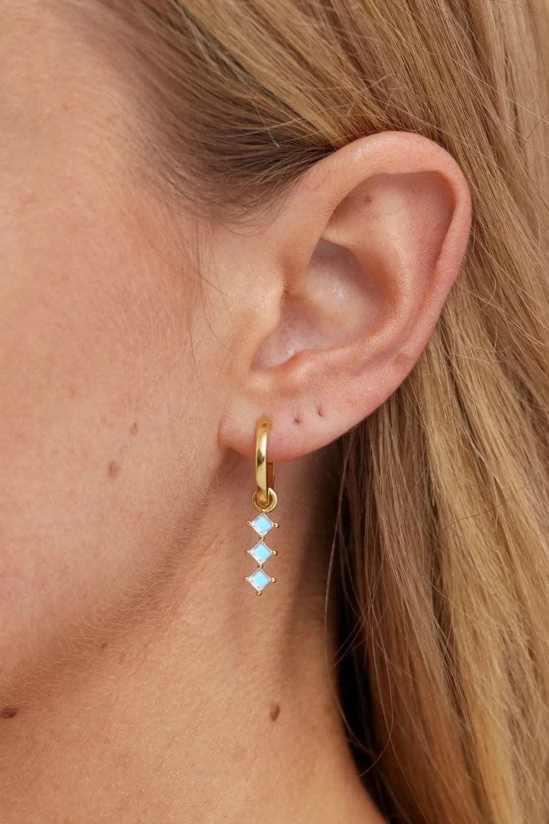 Trio Moonstone Gold Charm