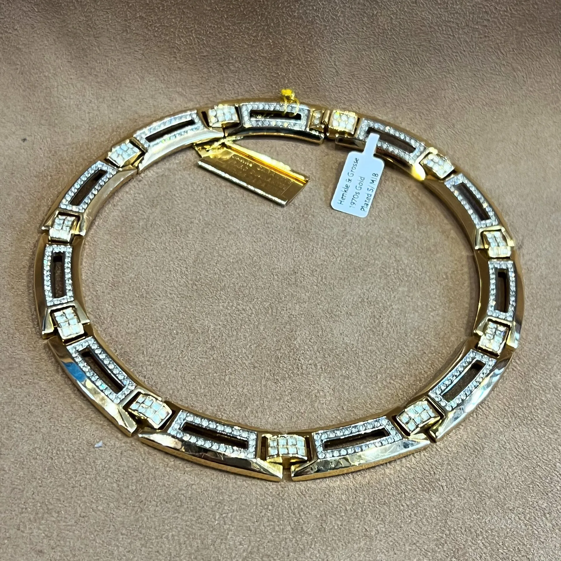 Vintage Gold Plated Crystal Necklace By Henkle & Grossé 1970s