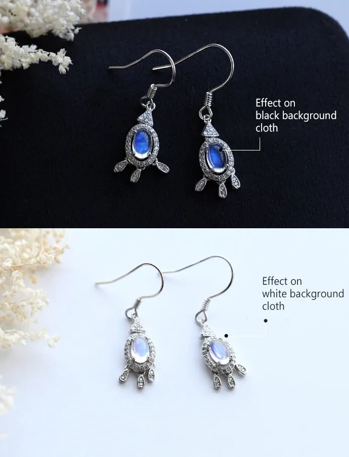 Women's Sterling Silver Moonstone Earrings Silver Drop Earrings For Women