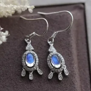 Women's Sterling Silver Moonstone Earrings Silver Drop Earrings For Women